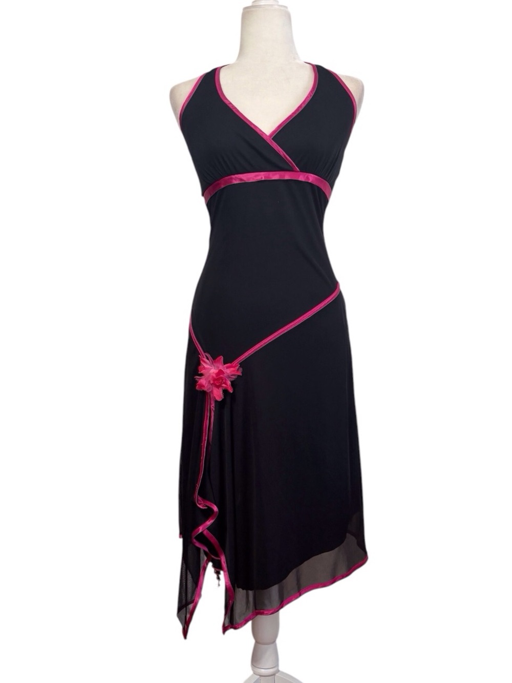 Y2K USA Ruby Rox Asymmetrical Handkerchief Hem Fairy Halter Midi Dress